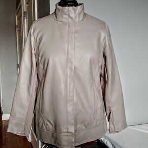 Avenue Light Taupe Faux Leather Zip-Front Jacket NWT
